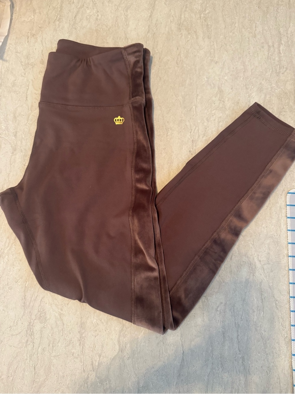Juicy Couture Brown Kids Leggings with Gold Crown Accent